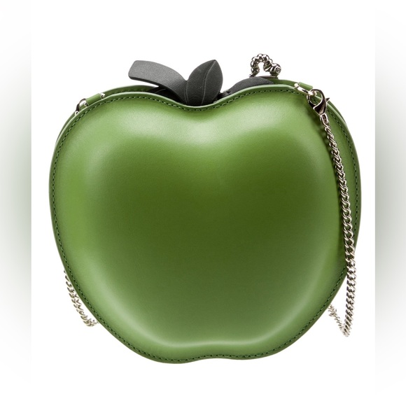 kate spade Handbags - Kate Spade Novelty 3D Picnic Green Apple Worm Smooth Leather Crossbody Bag EUC